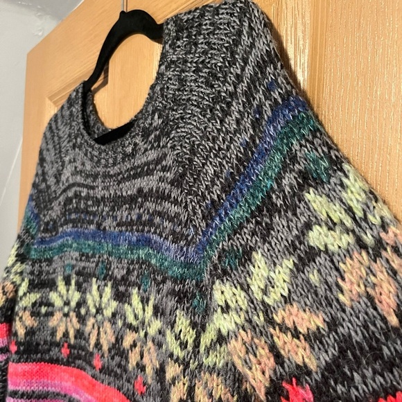 American Eagle Jegging Sweater Rainbow Snowflake Fair Isle Wool - Picture 5 of 9